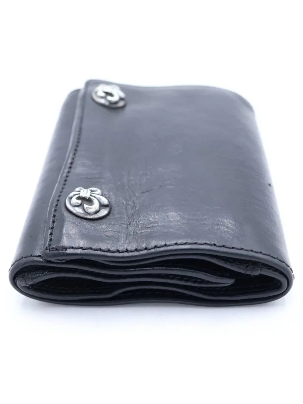 Chrome Hearts BS Flare Button Leather Wallet Black